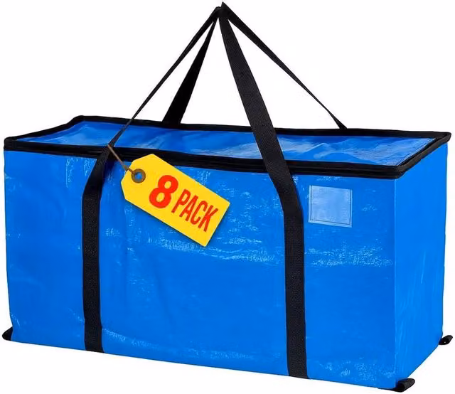 SPETLEK 90L Moving Bags with Handles, 8 Pack, Blue – 1