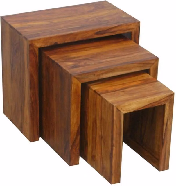 Jaipur Furniture Ltd Sheesham Wood Cube Nest Tables in Brown, W50 x D50 x H45 cm – 1