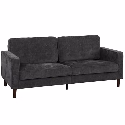 HOMCOM 3 Seater Velvet Fabric Sofa in Grey – 1