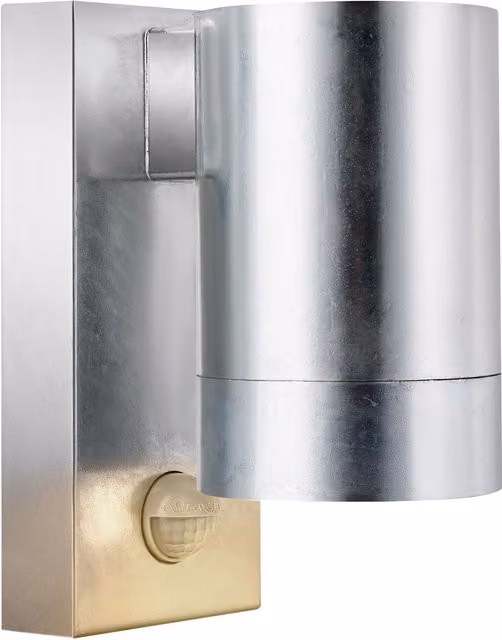 Nordlux Tin Silver Galvanised Steel Outdoor Wall Light with Motion Sensor, GU10, IP54 – 1