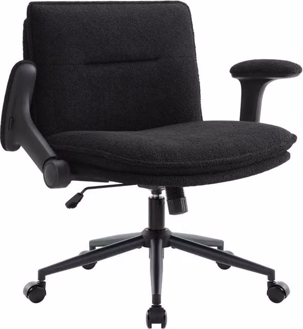 FLAVORA Black Adjustable Fabric Accent Chair with Wheels