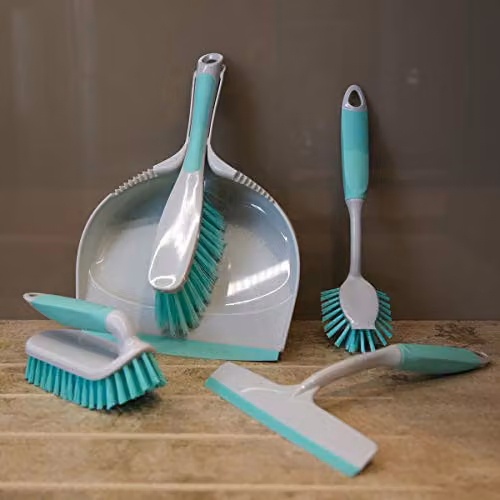 Charles Bentley Brights Kitchen Bundle Dustpan and Brush and Washing Up Set in Mint Green – 2