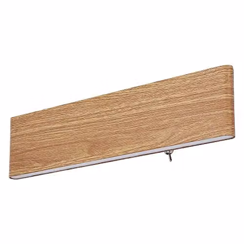Netlighting Siegfried LED Wall Reading Light in Brown and White Wood Effect, Diameter: 29.5 cm – 1