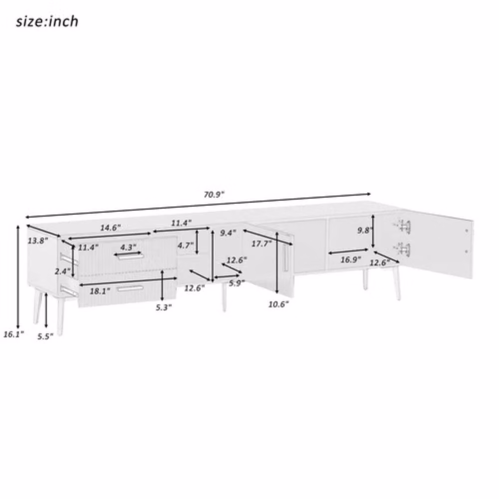 STILVORA Modern White TV Stand with Storage, W: 180.0 cm, D: 41.0 cm, H: 41.0 cm – 2