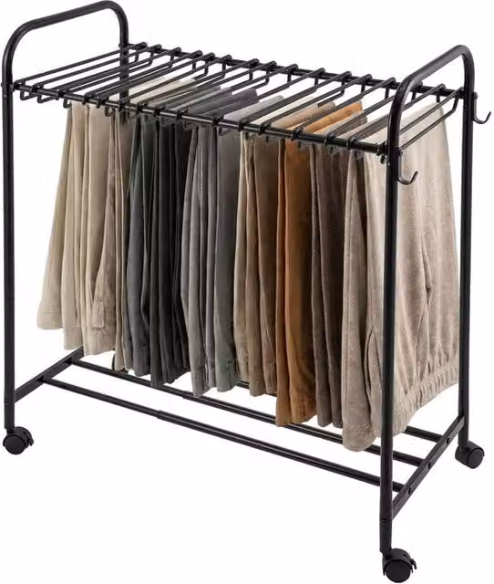 VOGREX Floor Standing Pants Trolley Trouser Hanger with 4 Wheels, Black – 1