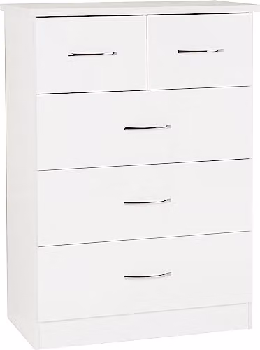 Seconique Nevada 3+2 Drawer Chest in White Gloss – 1