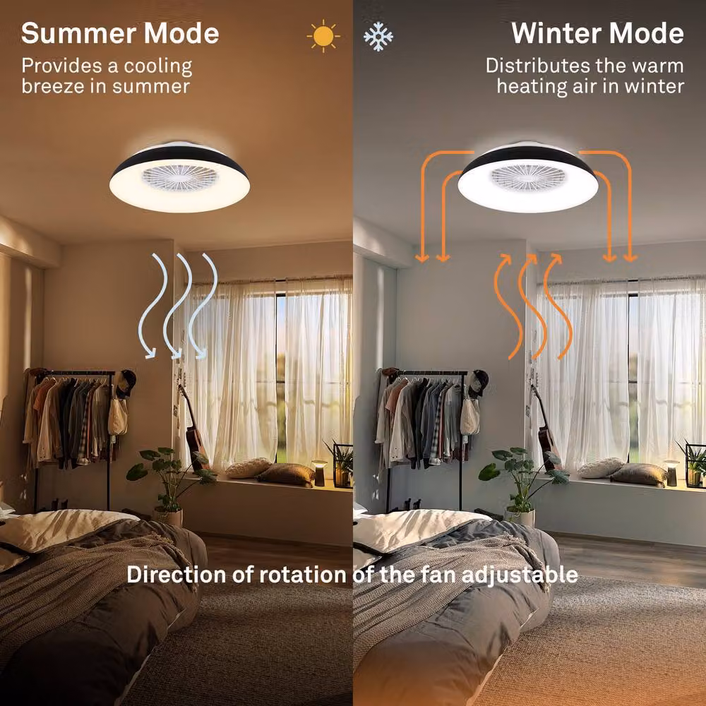 Briloner Black Modern Round LED Ceiling Light with Fan, CCT Dimmable and Remote Control – 3