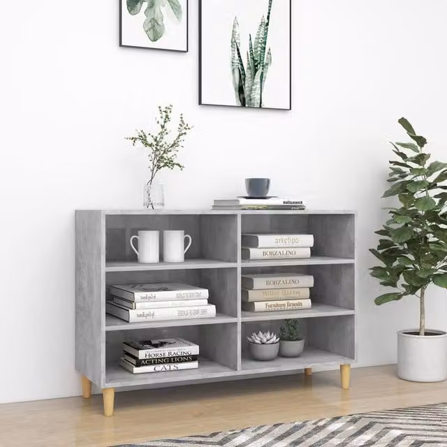 Berkfield Home Scandinavian Sideboard in Concrete Grey, W/D/H: 103.5 x 35 x 70 cm – 1