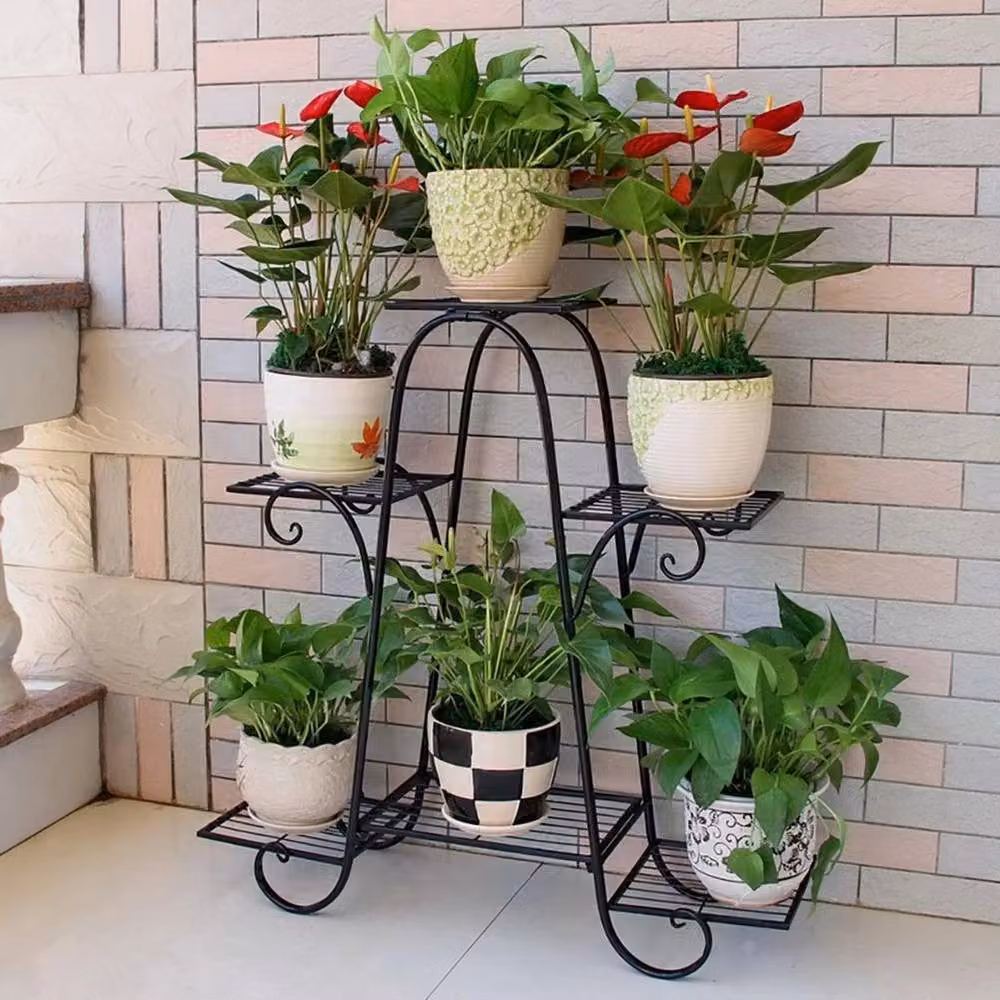 KORVIXA 6-Tier Metal Plant Stand in Matt Black – 2