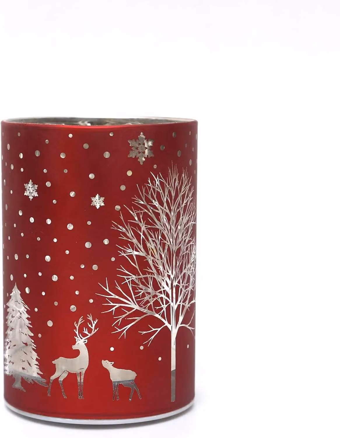 Shatchi Red and Gold Etched Glass Christmas Vase Table Lamp with LED Fairy Lights – 5
