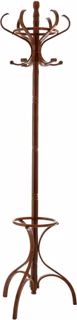 Maison by Premier Classic Lacquered Wood Floor Standing Coat Stand with Distributed Point Hooks in Brown