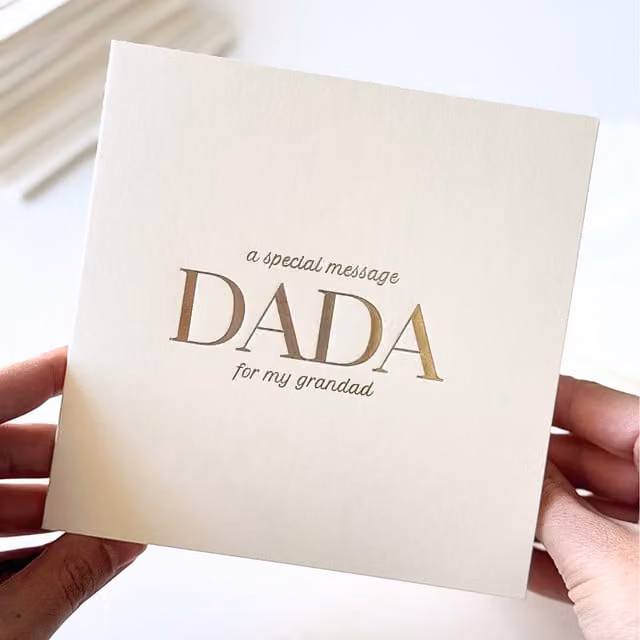 Peacock Supplies Luxury Dada Grandad Special Message Card in White and Gold