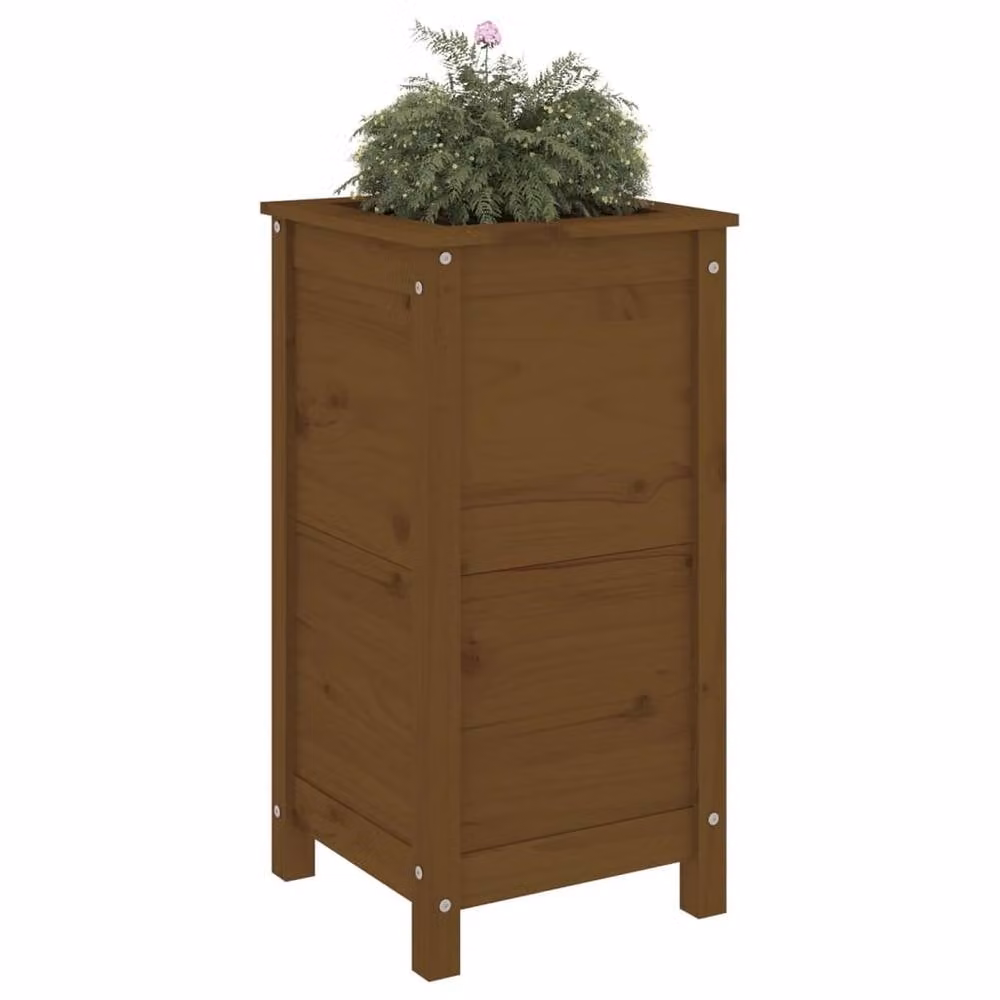 Berkfield Home Garden Planter in Brown Solid Wood, W/D/H: 40 x 40 x 78 cm – 3