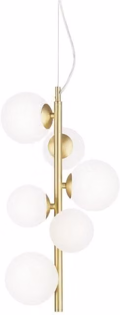 Netlighting Perlage 6 Light Globe Pendant Ceiling Light in Brass and Yellow Glass
