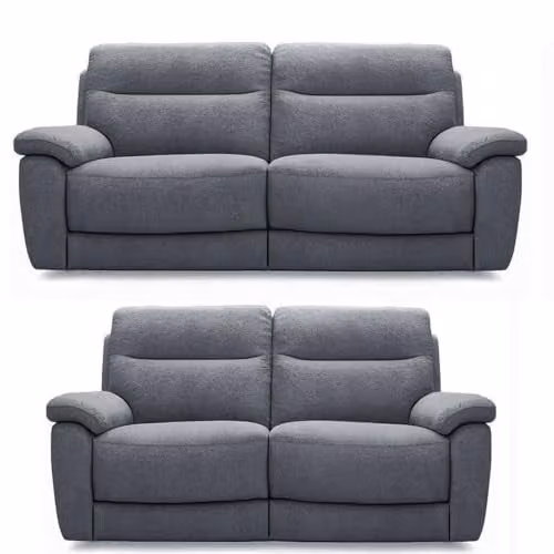 Furnishings For Less UK Keswick Grey Fabric Electric Reclining Sofa Suite with 3-Seater and 2-Seater Power Recliners