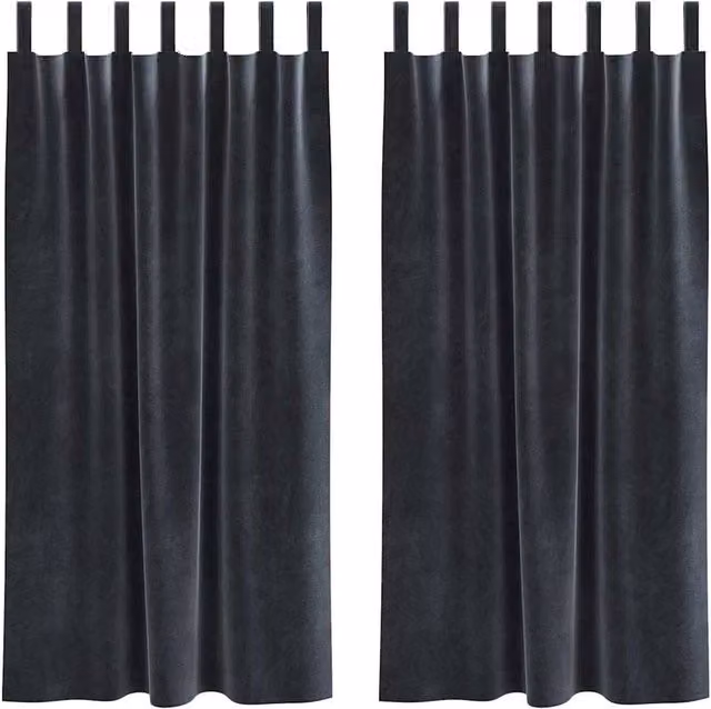 Berkfield Home Dark Grey Velvet Blackout Curtains with Hanging Loops, 2 Pack – 1