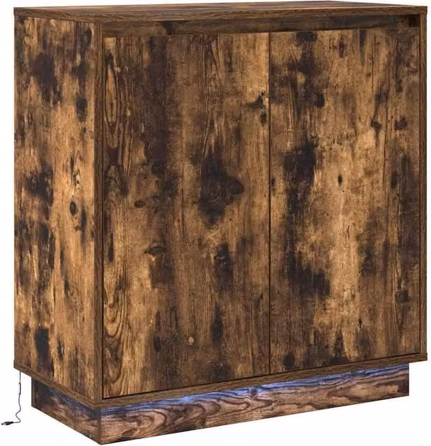 Berkfield Home Modern Sideboard with Integrated LED Lighting in Smoked Oak Brown, W/D/H: 71 x 34.5 x 75 cm