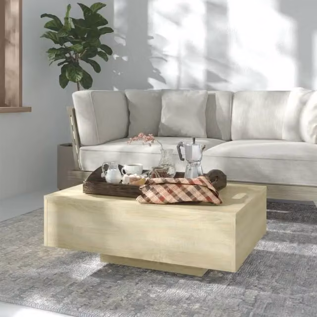Berkfield Home Sonoma Oak Coffee Table in Brown, W: 85 cm, D: 55 cm, H: 31 cm
