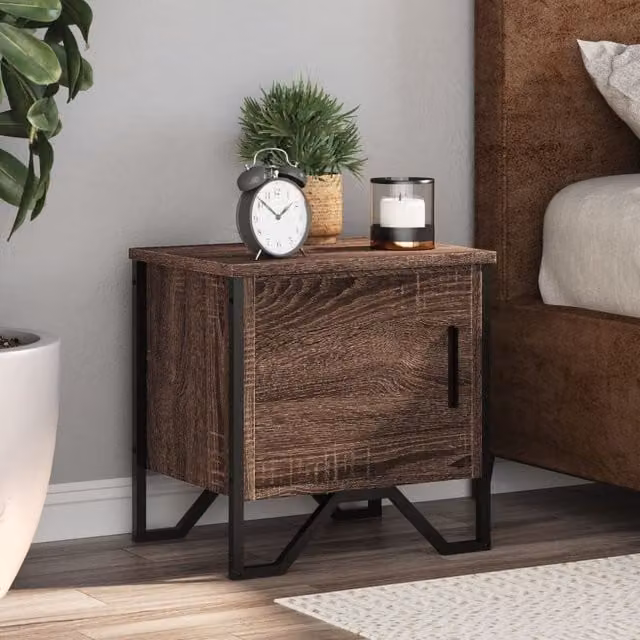 Berkfield Home Set of 2 Brown Oak Bedside Cabinets, W/D/H: 40 x 30 x 40 cm