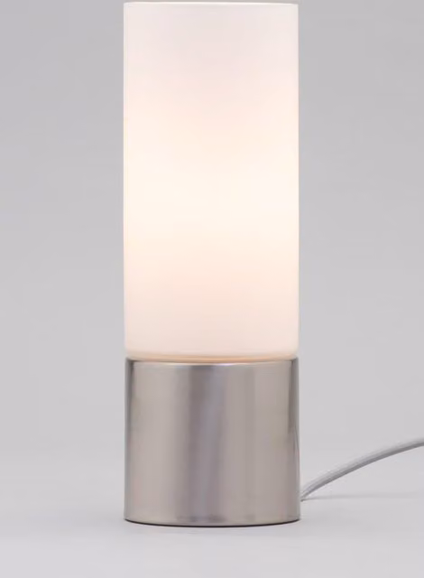 BHS Lighting Tilly Touch Sensitive Modern Table Lamp in Silver and White