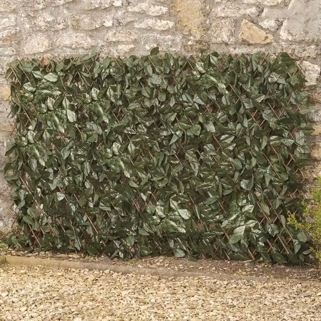 FLAVORA 2-Piece Expandable Artificial Ivy Hedge Trellis in Green, W/D/H: 100 x 15 cm