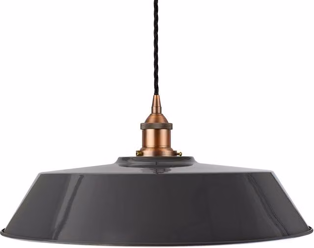 SE Home Chancery Large Suspended Pendant Light in Slate Grey and Matt Antique Copper