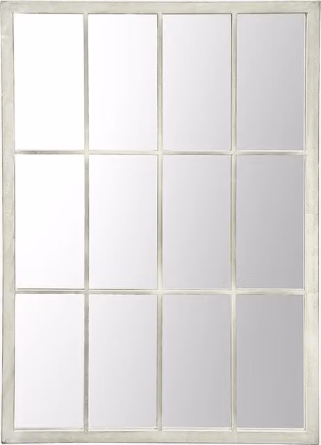 Perch & Parrow Rhys Industrial Rectangular Outdoor Mirror in Grey and White Metal and Glass