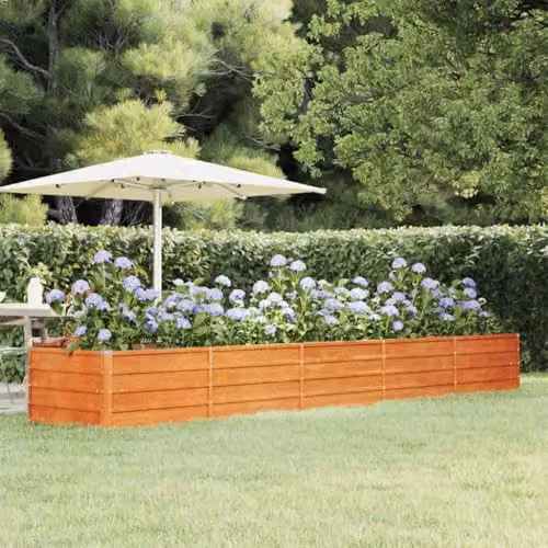 vidaXL Corten Steel Raised Garden Bed, Brown, W: 400 cm, D: 80 cm, H: 45 cm – 2