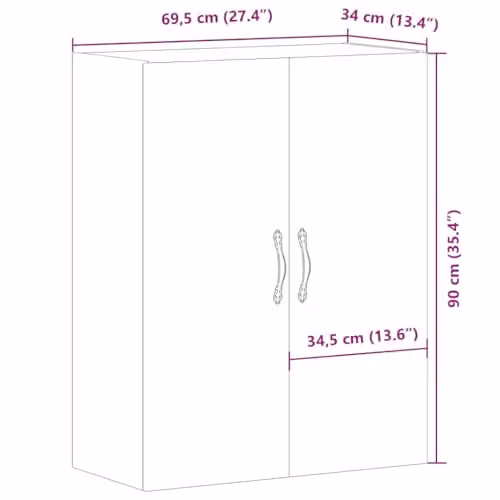 vidaXL Wall Mounted Cabinet in Old Wood Brown, W/D/H: 69.5 x 34 x 90 cm – 3