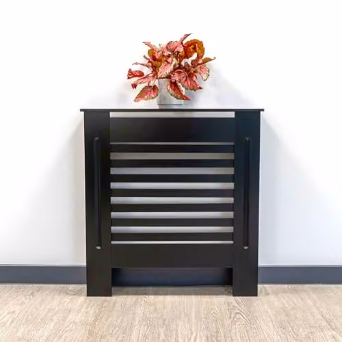 Airwave Horizontal Line Style Radiator Cover in Black Painted MDF, W/D/H: 81.5 x 19.0 x 78.0 cm – 6
