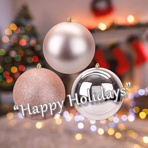 VFM e-Store Set of 3 Gold Round Hanging Christmas Bauble Ornaments, 14 cm – 4