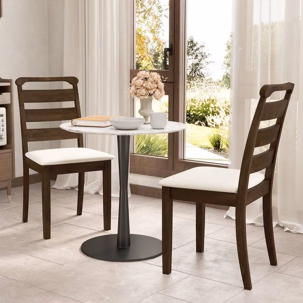 Costway Set of 2 Modern Upholstered Farmhouse Dining Chairs in Brown – 10