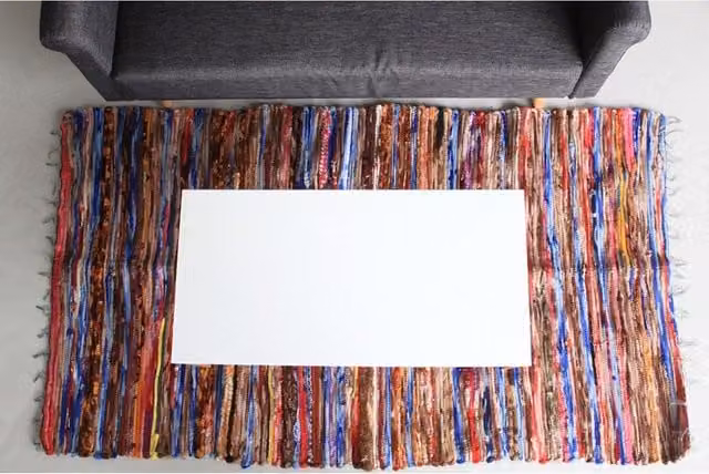 KDMK Handmade Multicolour Cotton Ethnic Rectangular Rug