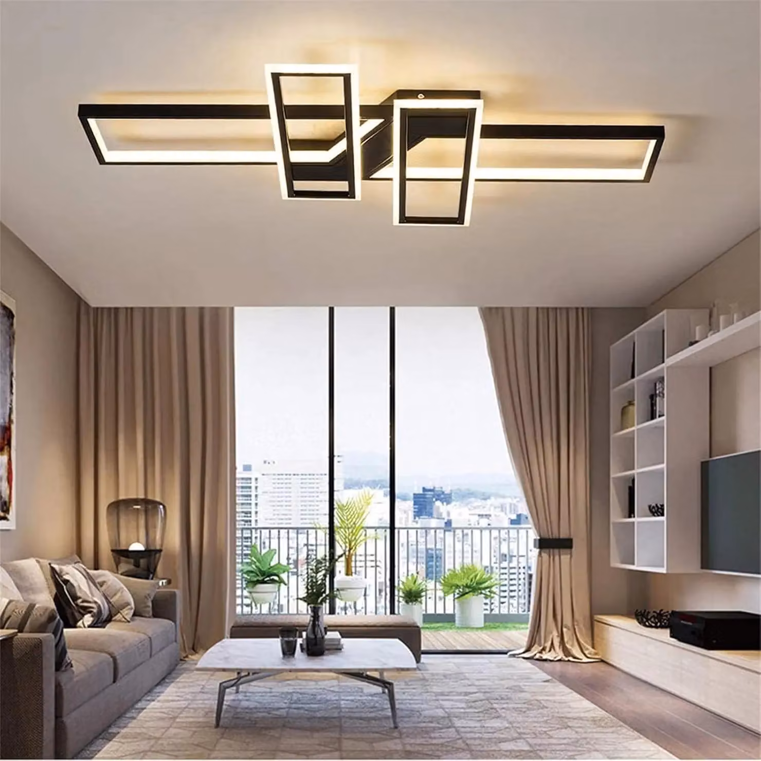 COMELY Modern Dimmable LED Ceiling Light, Black, W: 120 cm – 2