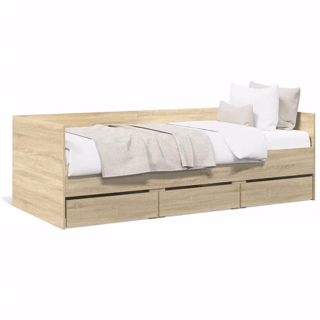 Berkfield Home Sonoma Oak Daybed with Drawers in Brown, W/D/H: 90 x 200 cm – 2