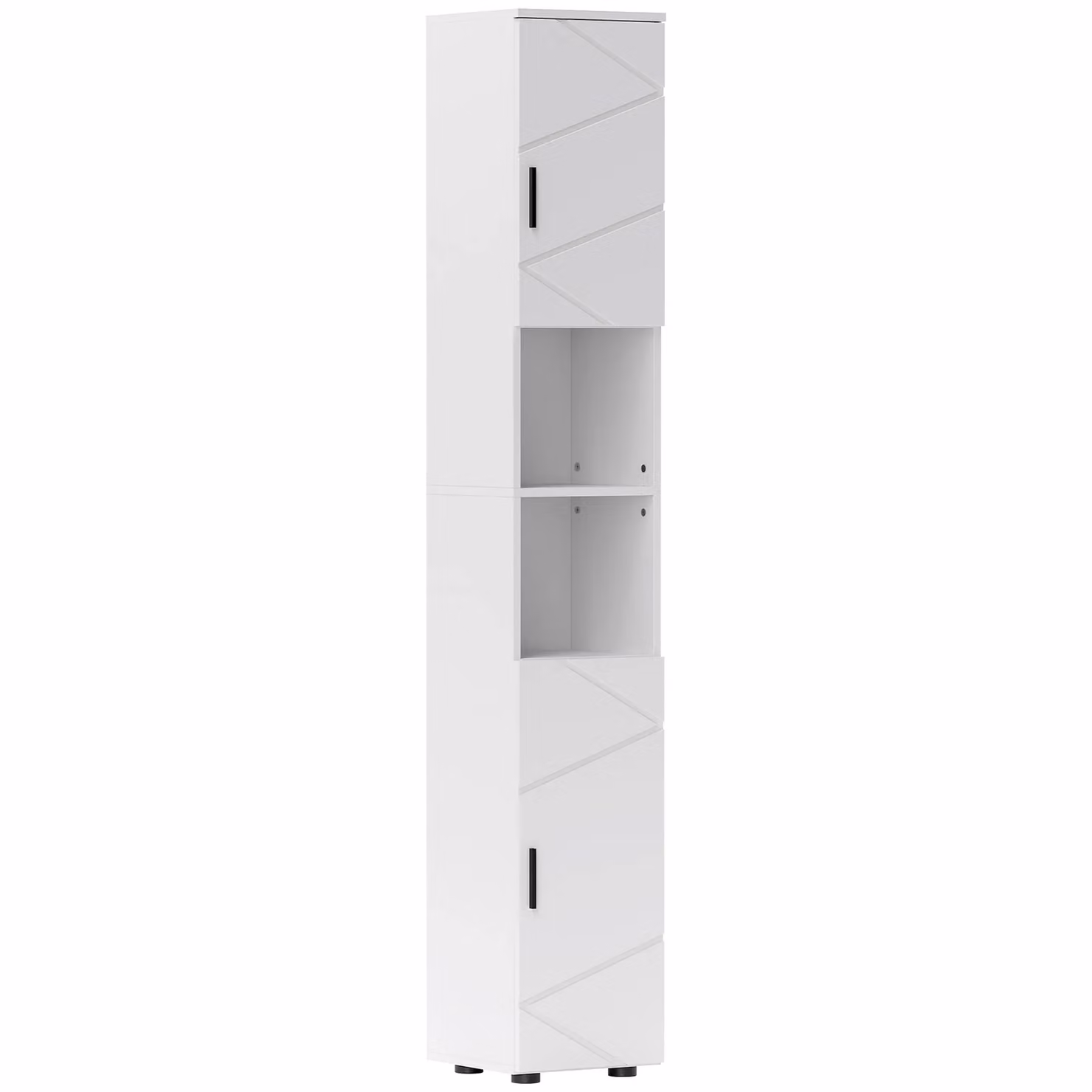 Kleankin Modern White Corner Bathroom Storage Cabinet with Soft Close Hinged Doors and Internal Shelves – 2