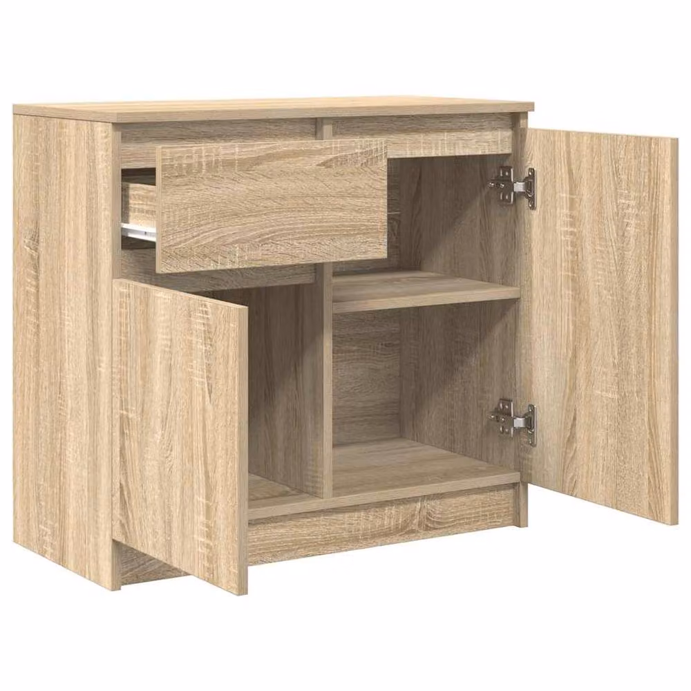 Berkfield Home Sonoma Oak Sideboard with Drawer in Light Oak, W/D/H: 71 x 35 x 65 cm – 2