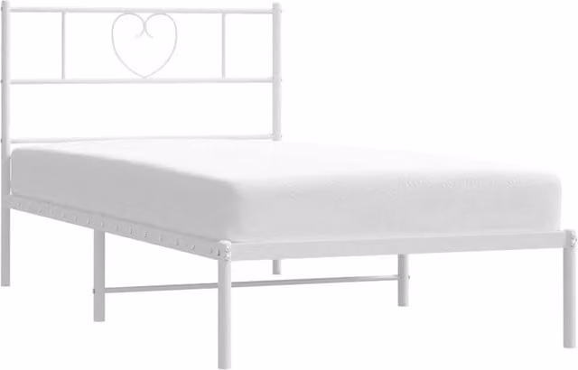 Berkfield Home Metal Bed Frame with Headboard in White, W/D/H: 80 x 200 cm – 1