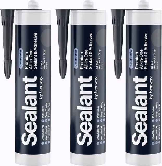 Hemway Hybrid Polymer Sealant and Adhesive in Anthracite Grey, 3 Pack