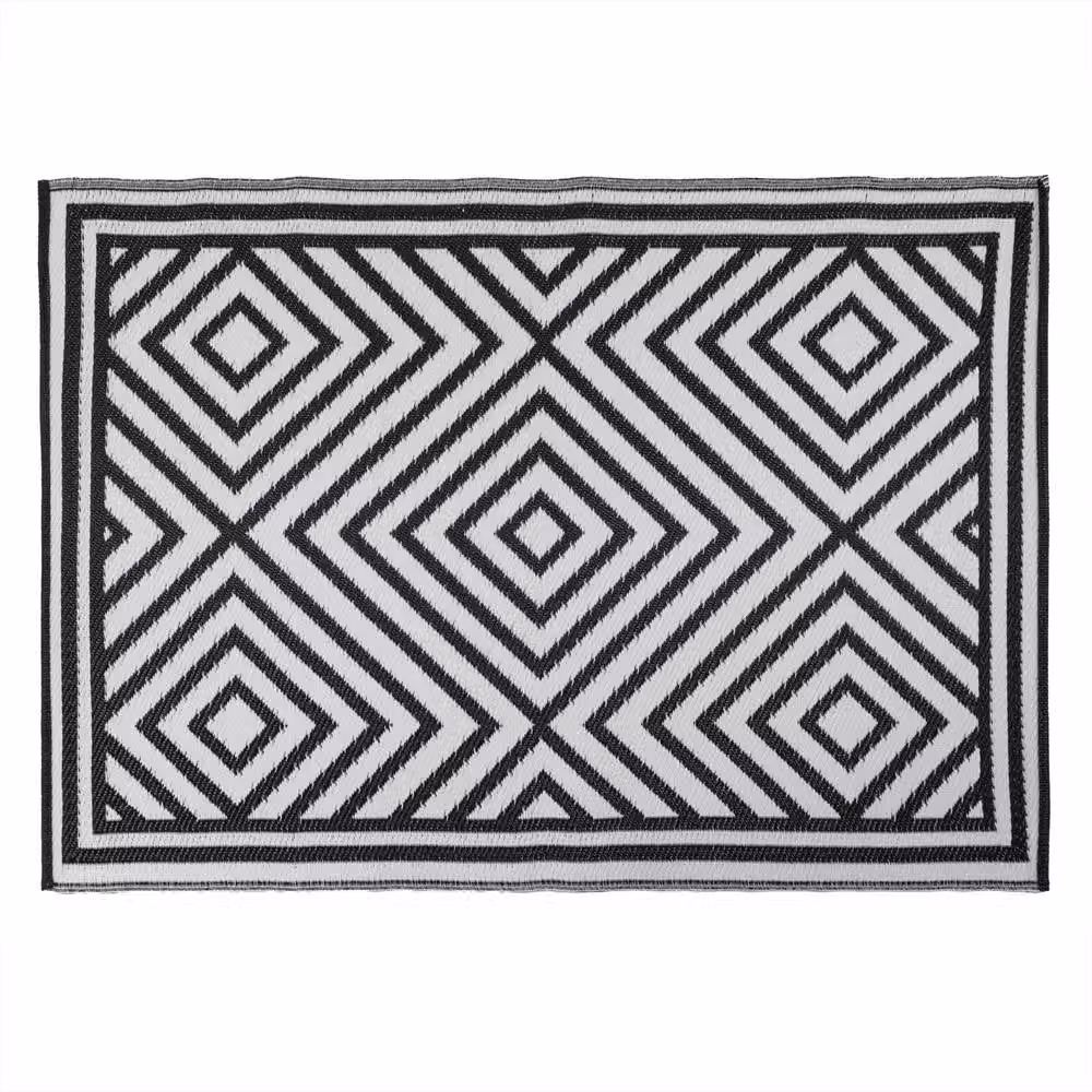 JVL Mosaic Tile Design Reversible Outdoor Patio Rug in Black, W/D: 120 x 170 cm – 2