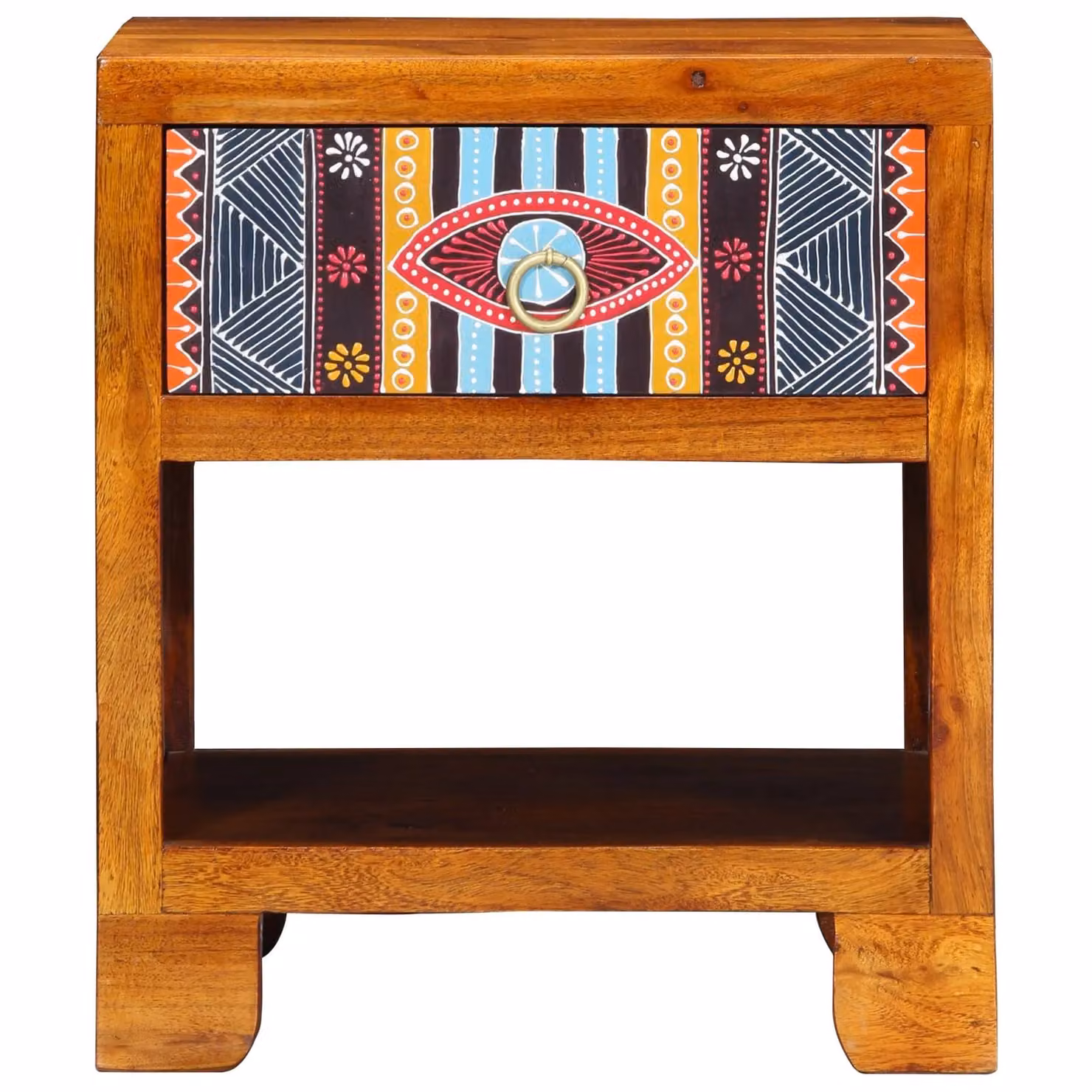 Berkfield Home Geometric Side Cabinet in Brown Solid Acacia Wood W/D/H: 40 x 35 x 45 cm – 2
