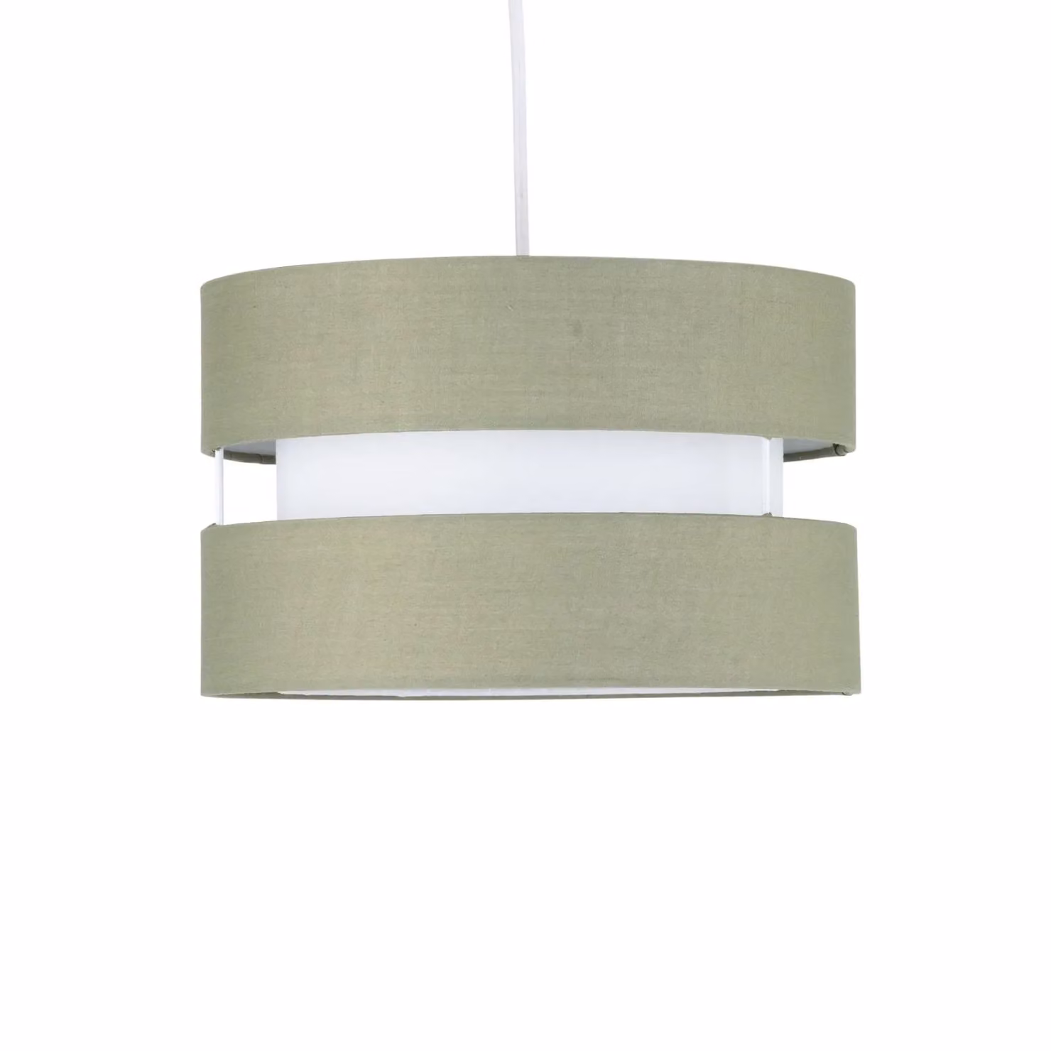 First Choice Lighting Benni Green Fabric Cylinder Pendant Shade, Diameter: 26 cm – 2