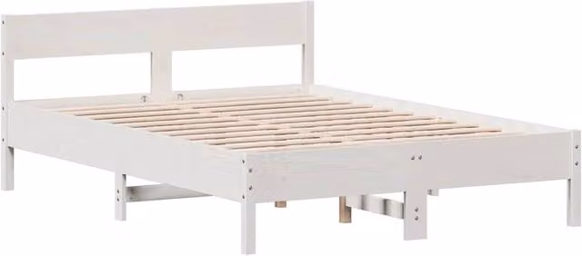 Berkfield Home King Size Solid Wood Pine Bed Frame in White, 150 x 200 cm