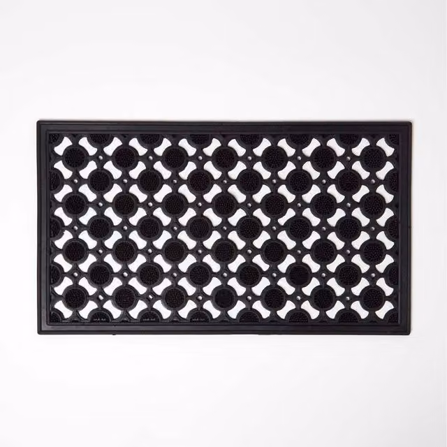 Homescapes Black Rubber Doormat, W/D: 70 x 40 cm