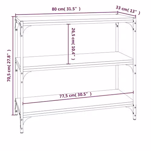 vidaXL Revera Industrial Book Cabinet, Brown, W/D/H: 80 x 33 x 70.5 cm – 3