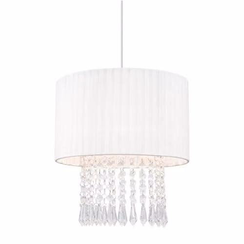 Cosylyte Winni Beaded Voile Modern Pendant Light Shade, White, W: 30 cm, D: 30 cm, H: 31 cm