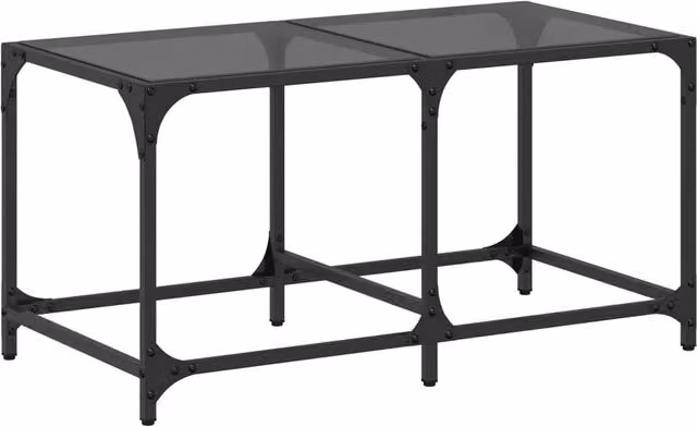 Berkfield Home Modern Rectangular Coffee Table with Black Glass Top and Steel Frame, W: 78.5 cm, D: 40 cm, H: 40 cm