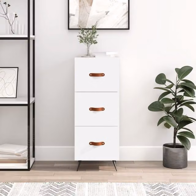 Berkfield Home Modern White Matt Sideboard, W/D/H: 34.5 x 34.5 x 90 cm