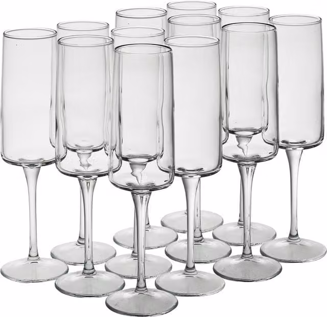 Queensway Home & Dining Set of 12 Transparent Glass Champagne Flutes