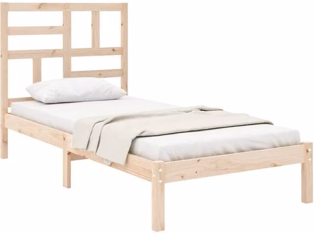 Berkfield Home Beautiful Solid Wood Pine Bed Frame in Natural – 1